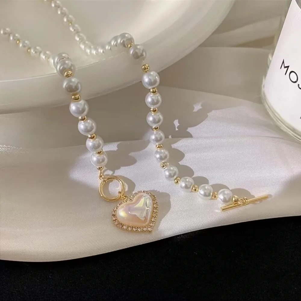 NEW Elegant Pearl Heart Necklace. Trendy Romantic Necklace. Holiday Gift 💝 - Picture 3 of 8